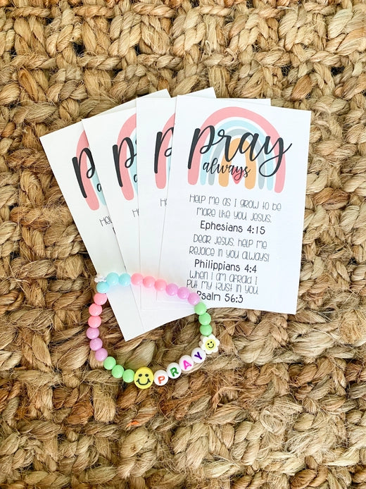 Pray and Prayer Kids Beaded Bracelet
