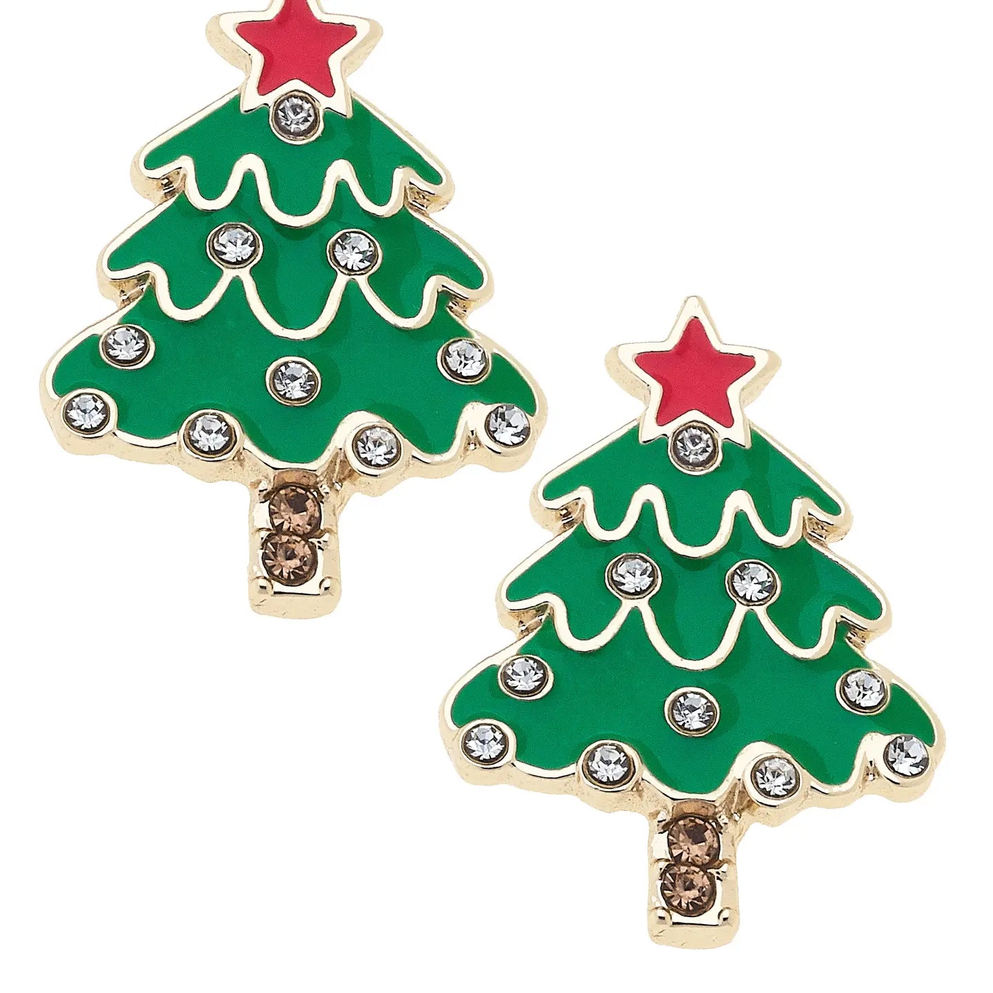 Rhinestone Christmas Tree Stud Earrings