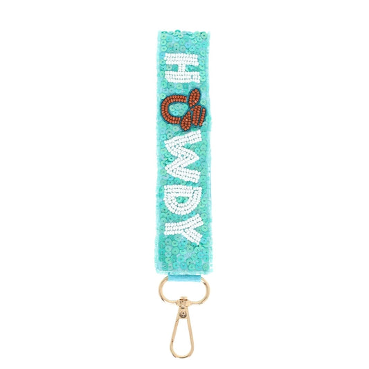 Western Howdy Long Strip Beaded Keychain