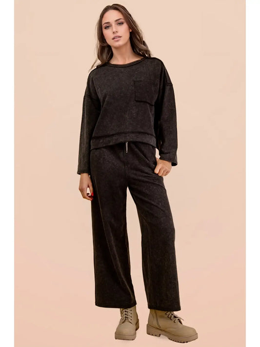 Mineral Wash Casual Set, Black