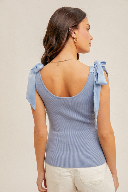 Sweetheart Bow Tank, Baby Blue