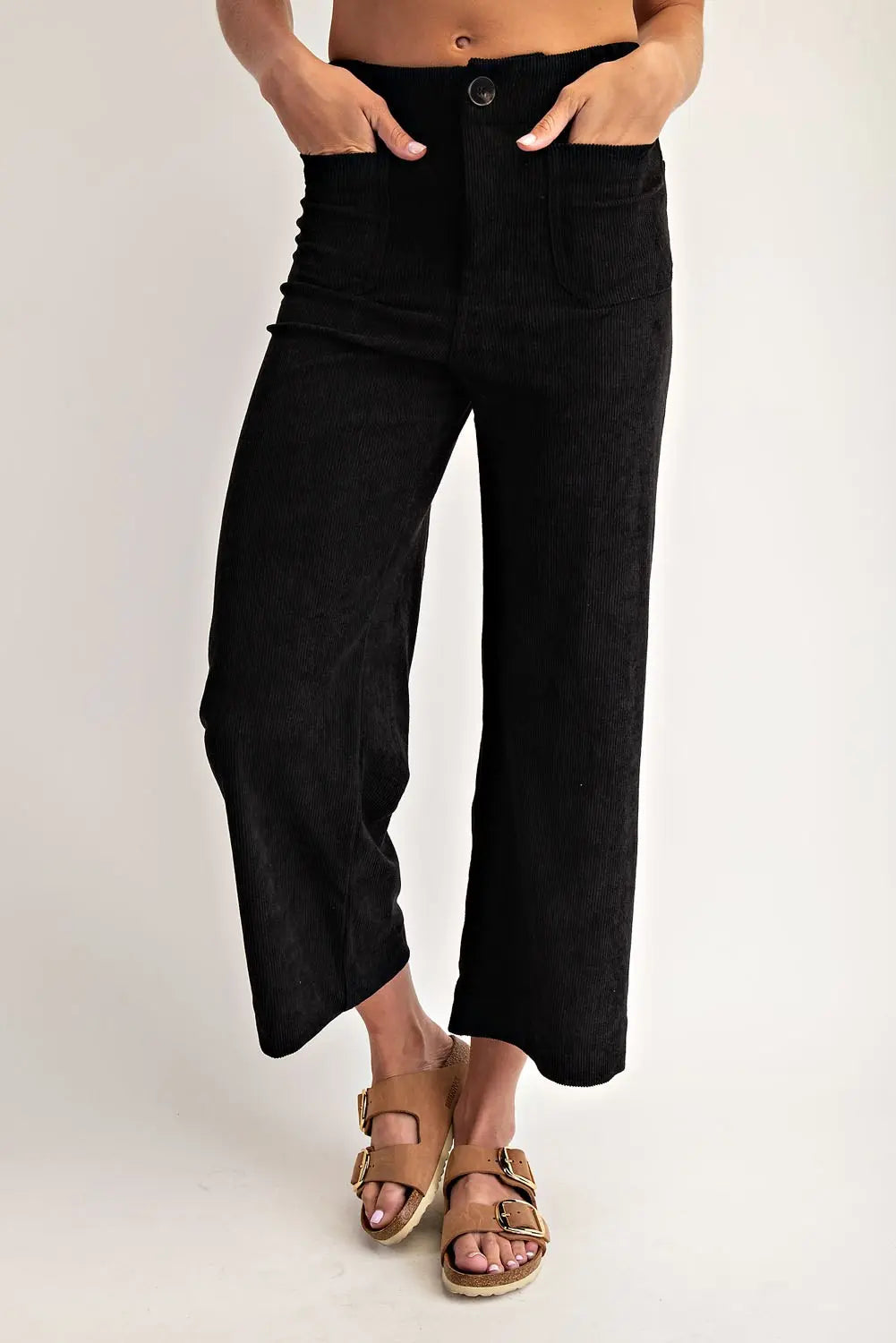 Corduroy Patch Pocket Pants, Black