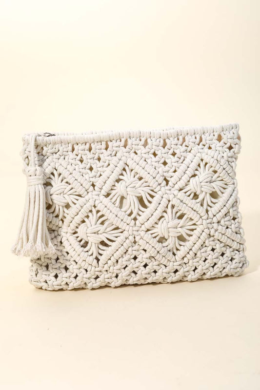 Crochet Clutch Tassel Bag