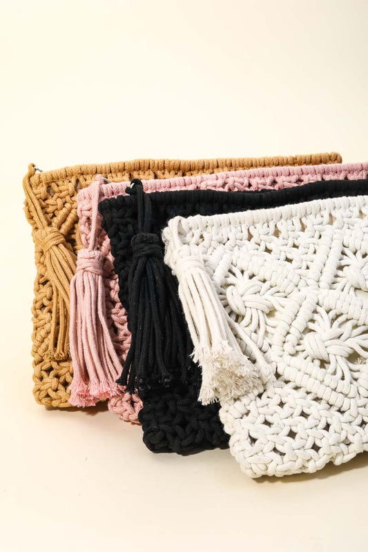 Crochet Clutch Tassel Bag