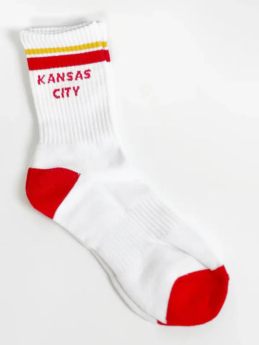 Kansas City Crew Socks, White w/ Red & Yellow