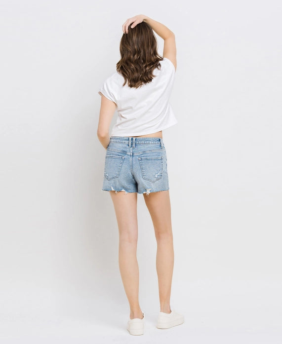 Ververt Mid Rise Raw Distressed Hem Shorts