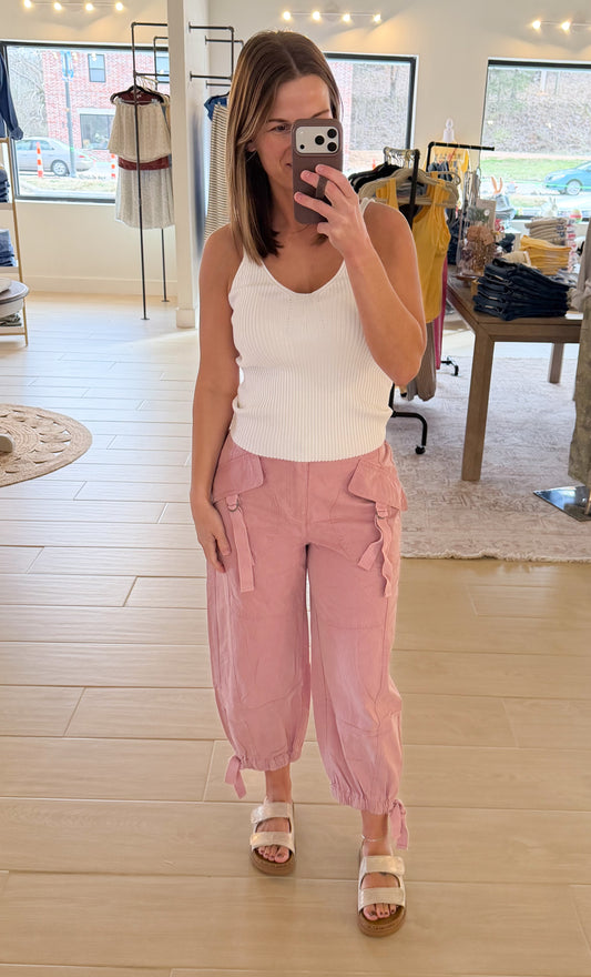 Drift Away Cargo Pants, Vintage Rose