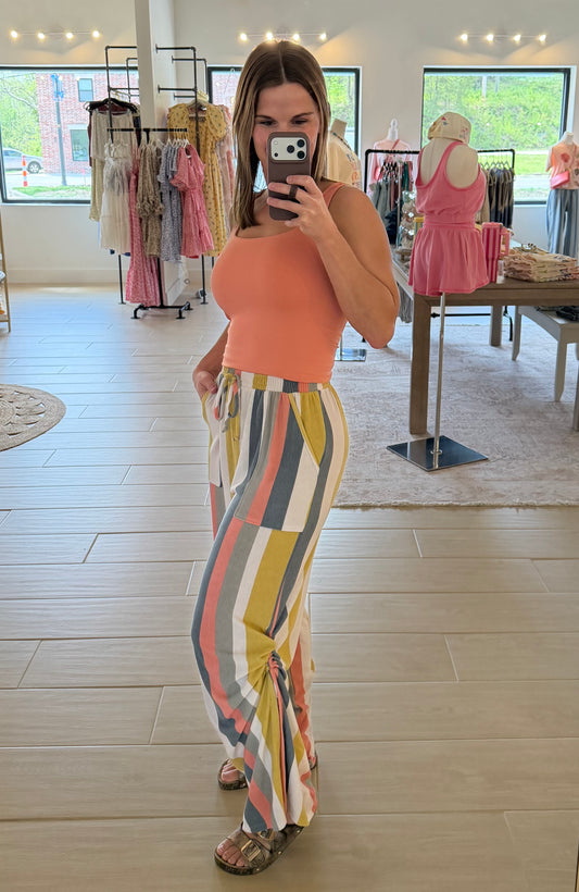 Seaside Stroll Pants, Coral/Olive