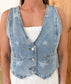 Star Print Denim Vest