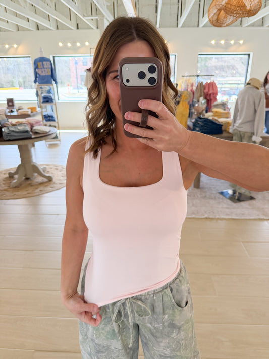 Square Top Tank, Icy Pink