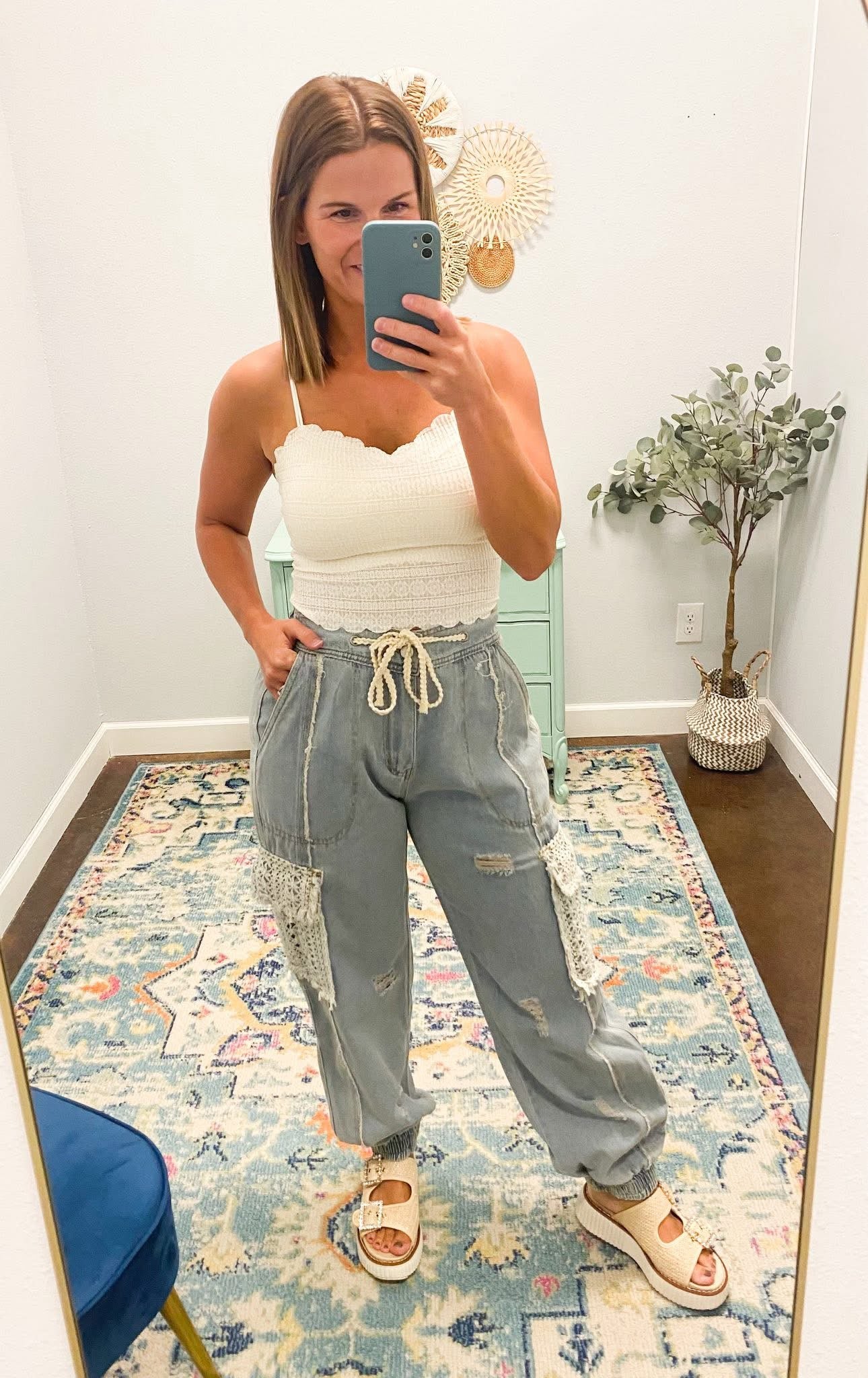 Striped Patterned Bralette, Off White