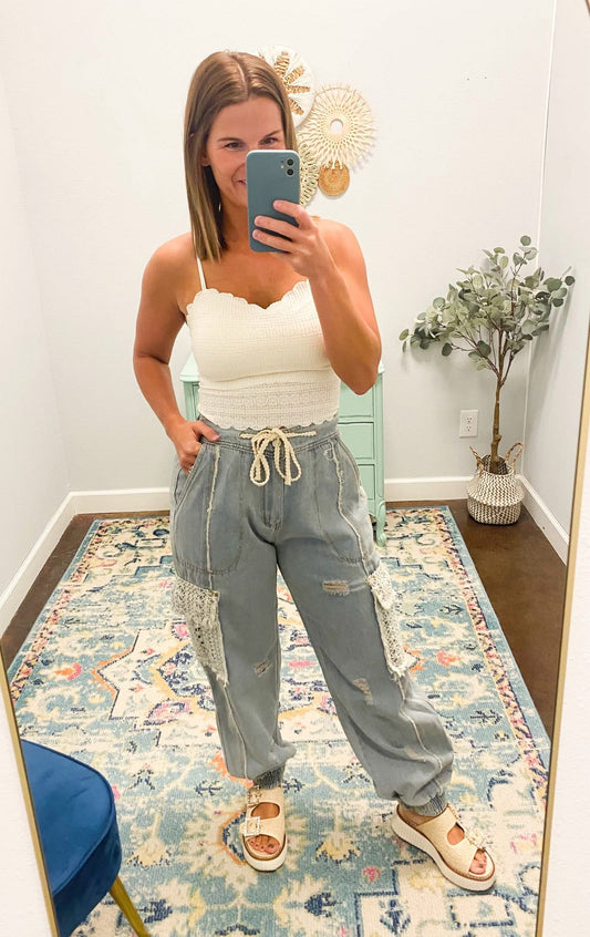 Striped Patterned Bralette, Off White
