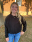 Cropped Oversized Sweater, Black