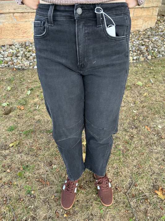 Flying Monkey, High Rise Ankle Barrel Leg Jeans
