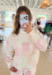 Patchwork Quilted Mock Neck Pullover, Pink