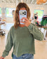 Soft Faded Mineral-Washed Sweatshirt, Washed Green