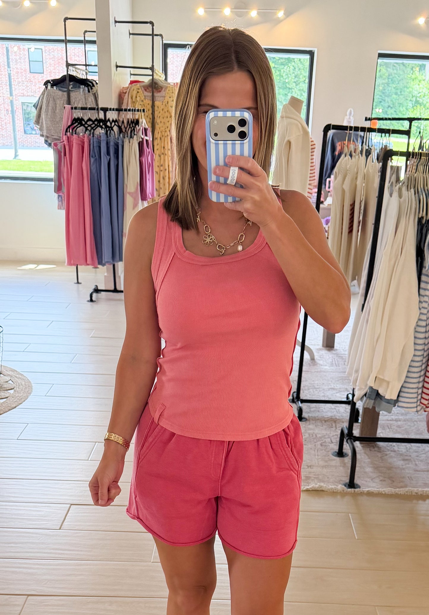 Mineral Washed Terry Short, Strawberry