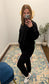 Fleece Long Sleeve Jogger Set, Black