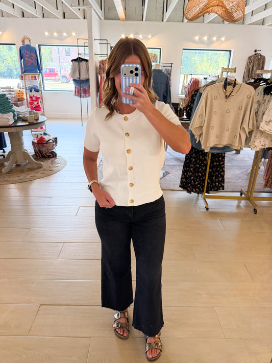Button Down Short Sleeve, Ivory