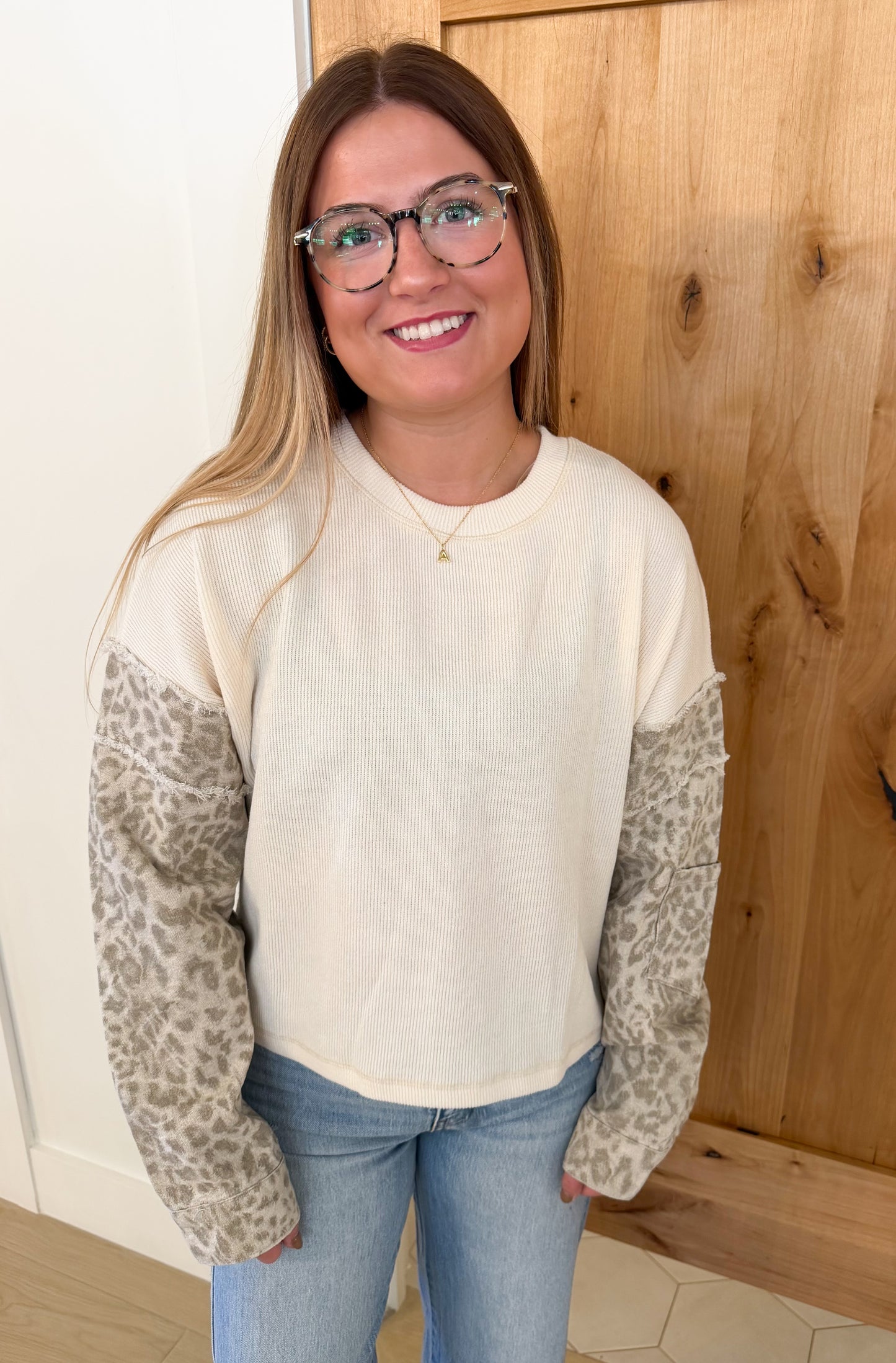 Leopard Print Thermal Sleeve Top