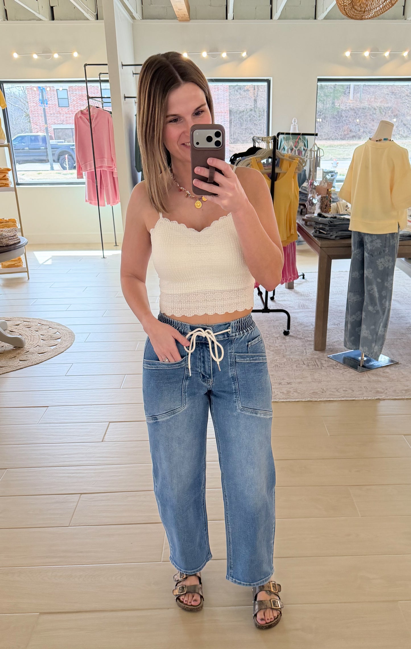 Vervet High Rise Elastic Waist Wide Barrel Jeans