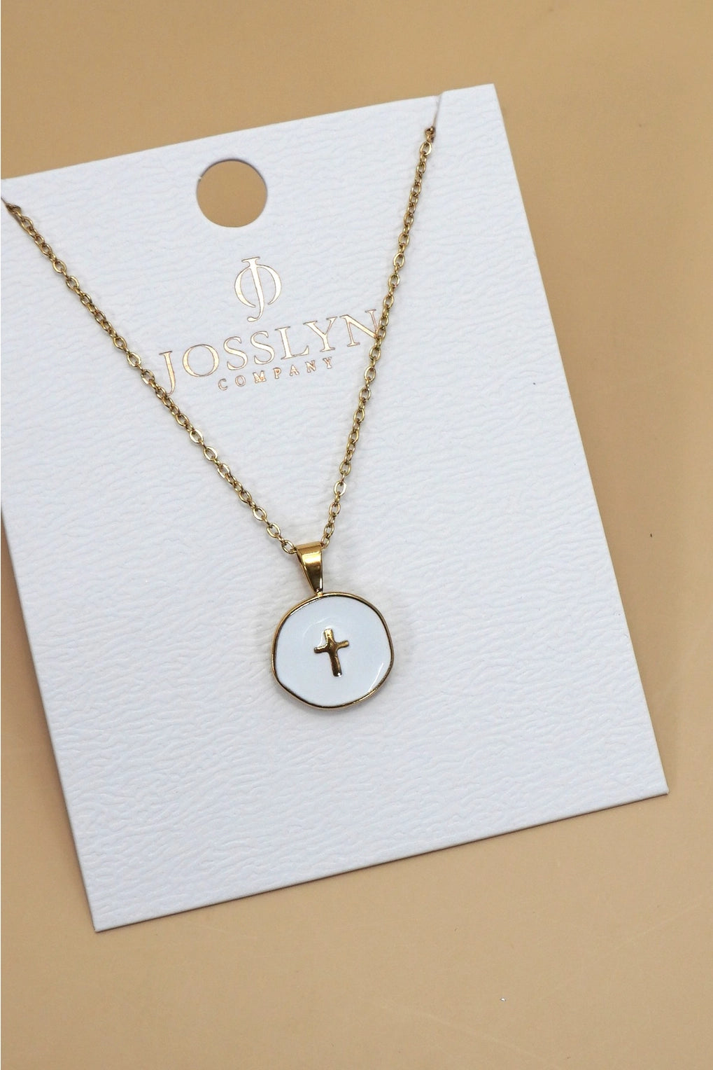 18K Stainless Steel Tarnish Free Cross Necklace, White