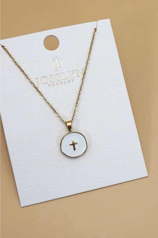 18K Stainless Steel Tarnish Free Cross Necklace, White