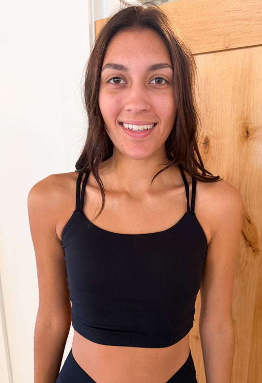 Venice Cloud Light Criss-Cross Sports Bra, Black