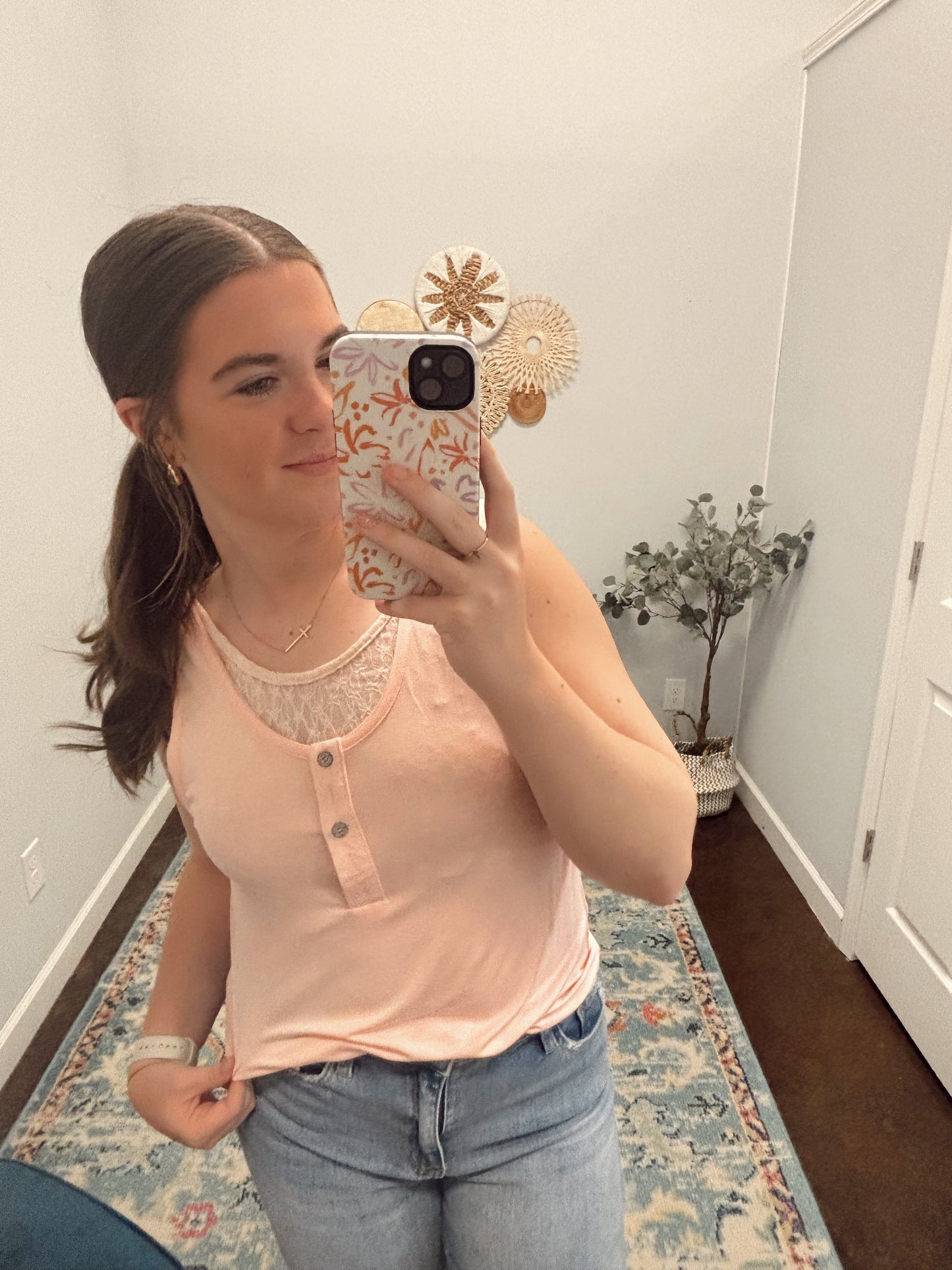 Whisper Pink Lace Tank