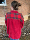 Frayed Corduroy Plaid Jacket, Red
