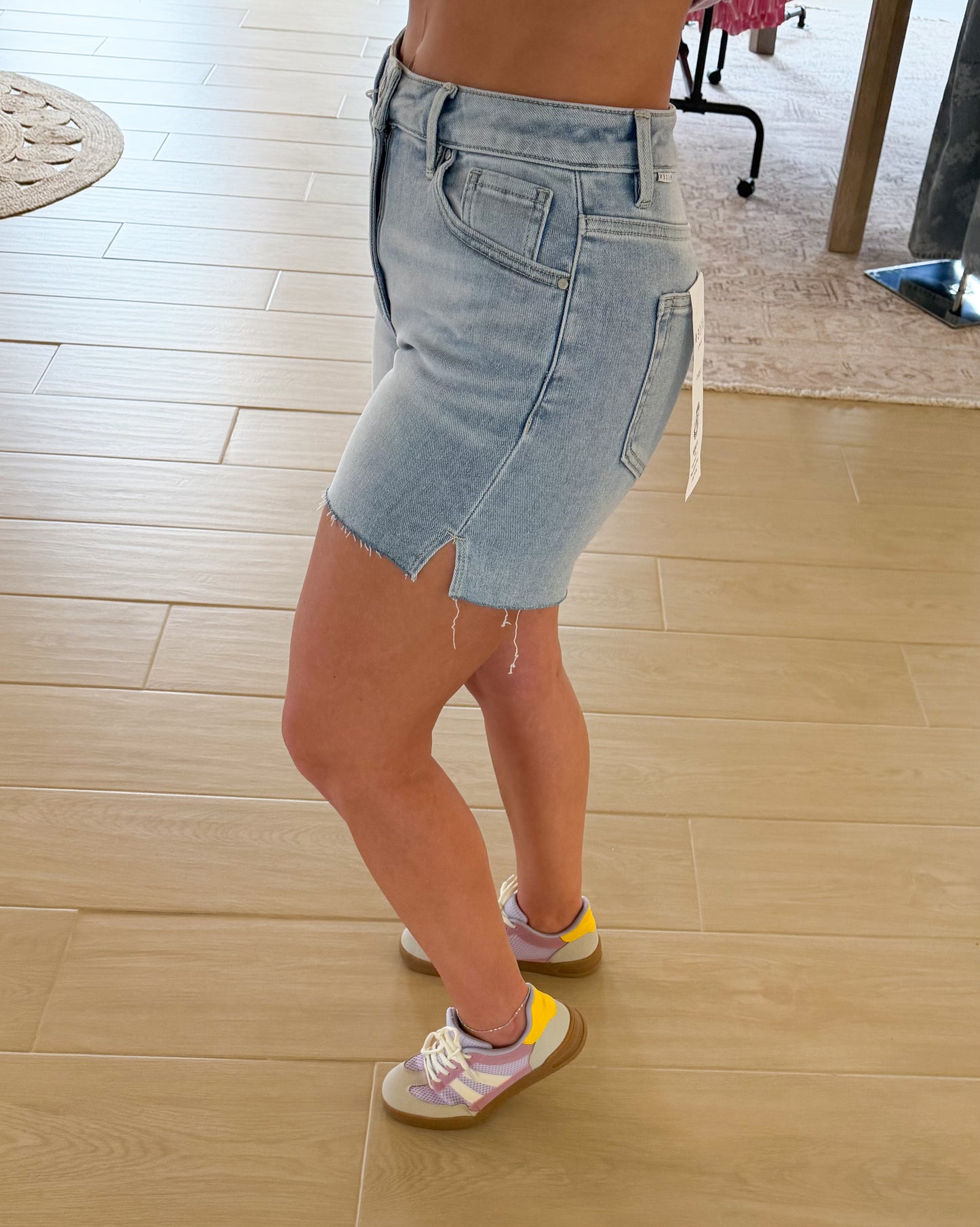 Risen High Rise Side Slit Shorts, Light