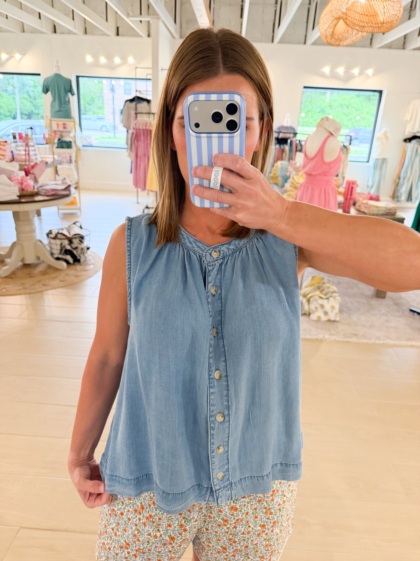 Denim Button Up Tank