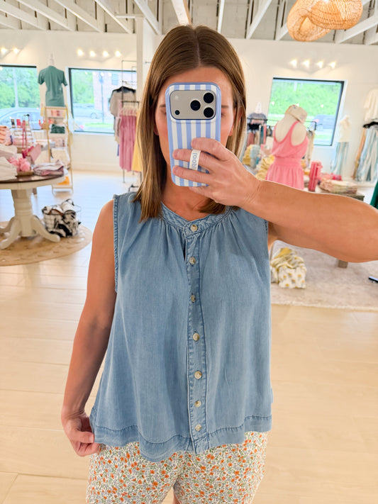 Denim Button Up Tank