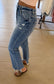 Risen High Rise Crop Straight Distressed Jeans
