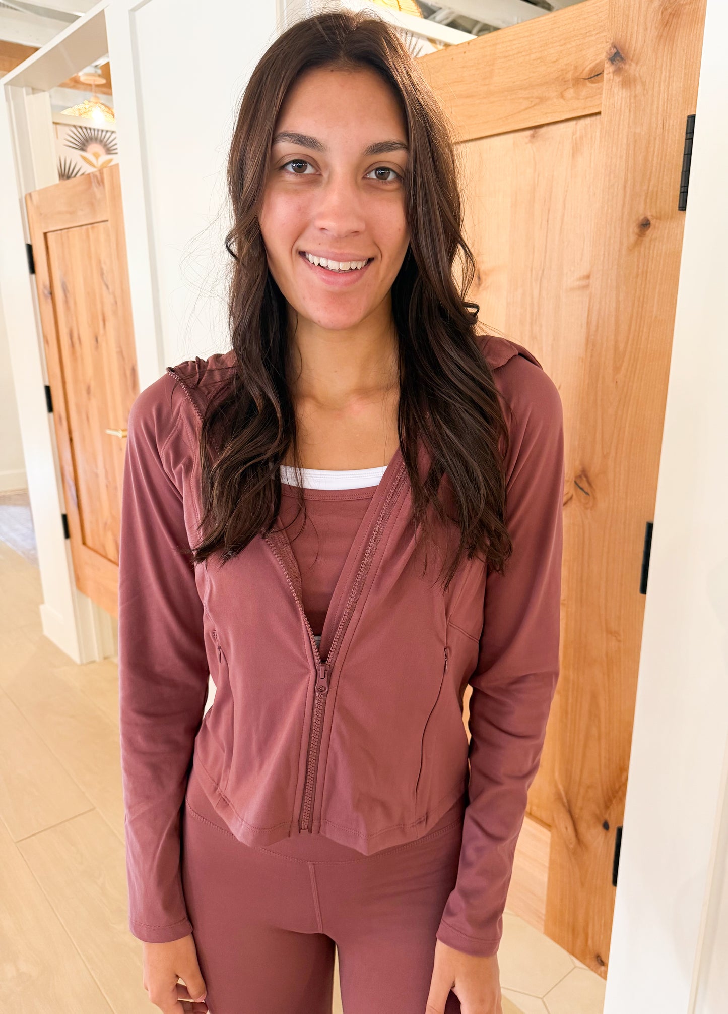 Venice Zip-Up Hooded Jacket, Rosewood