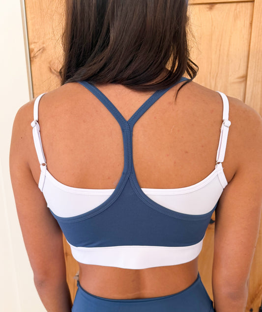 Venice Contrast Double Strap Sports Bra, Ocean
