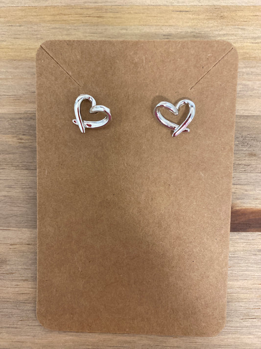 Silver Heart Studs