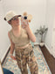 V-Neck Sleeveless Lace Solid Tank Top, Dried Taupe