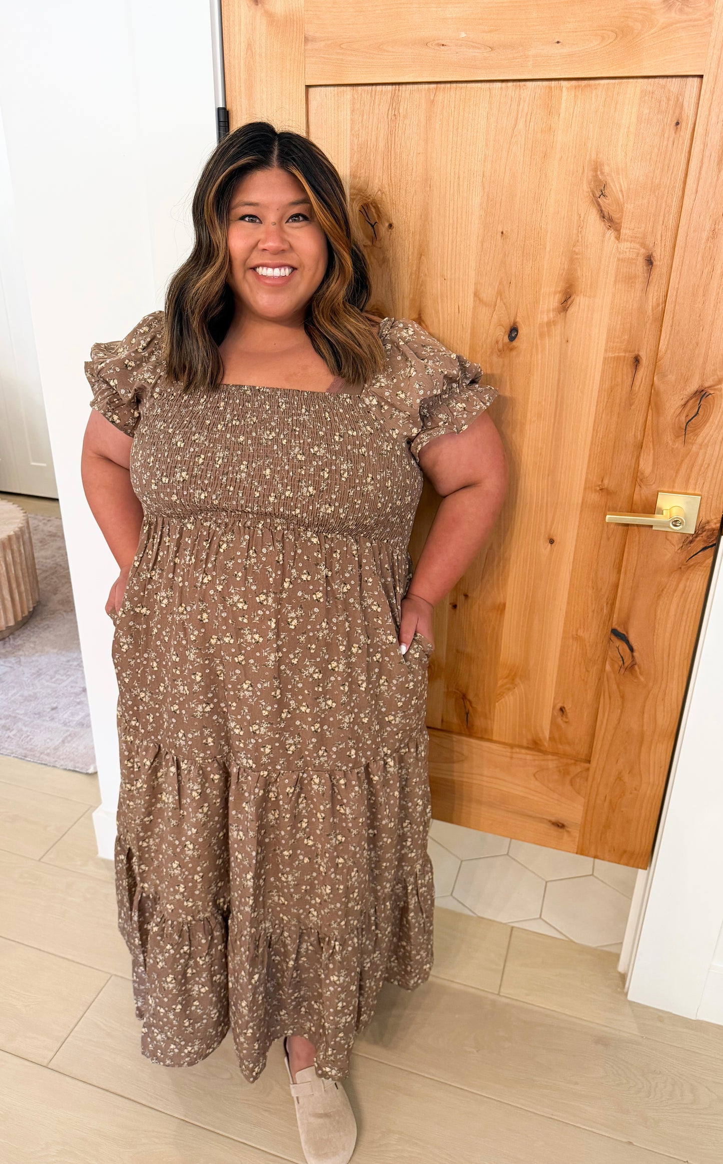 Plus Romantic Floral Short Sleeve Maxi Dress