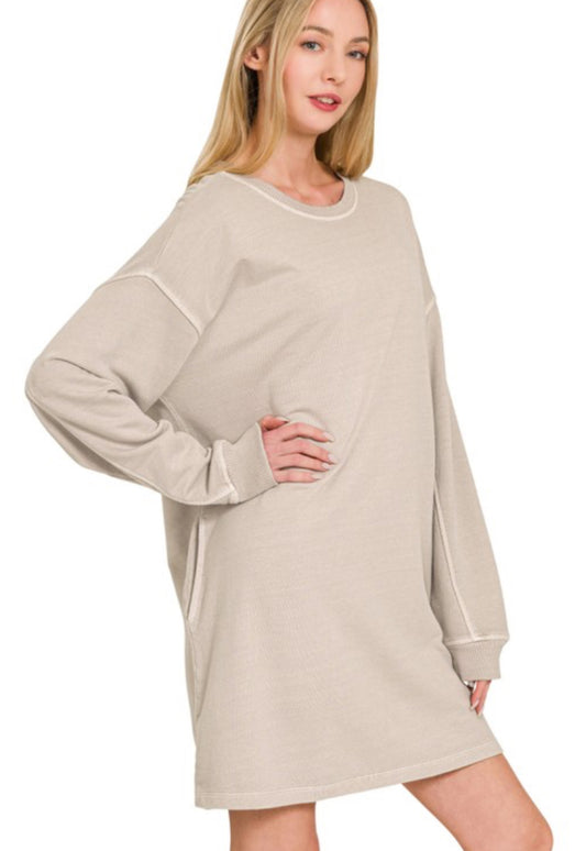 Washed Tunic Dress, Ash Mocha