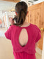 Open Back Tee, Plum Pink