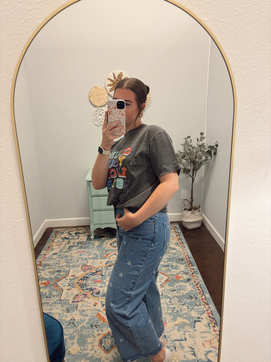 Heart Printed Denim Jeans
