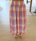 Smocked Waist Plaid Tiered Midi Skirt