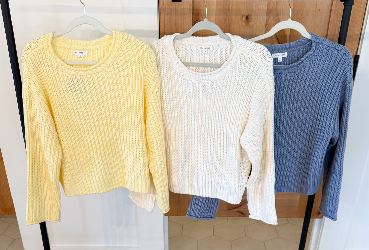 Roll Up Raw Edge Long Sleeve Sweater, Multiple