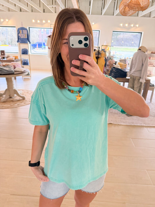 Acid Wash Tee, Mint