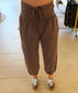 Wide Waistband Jogger Pants, Brown
