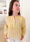 Striped Tie Cuff Blouse, Daisy Yellow