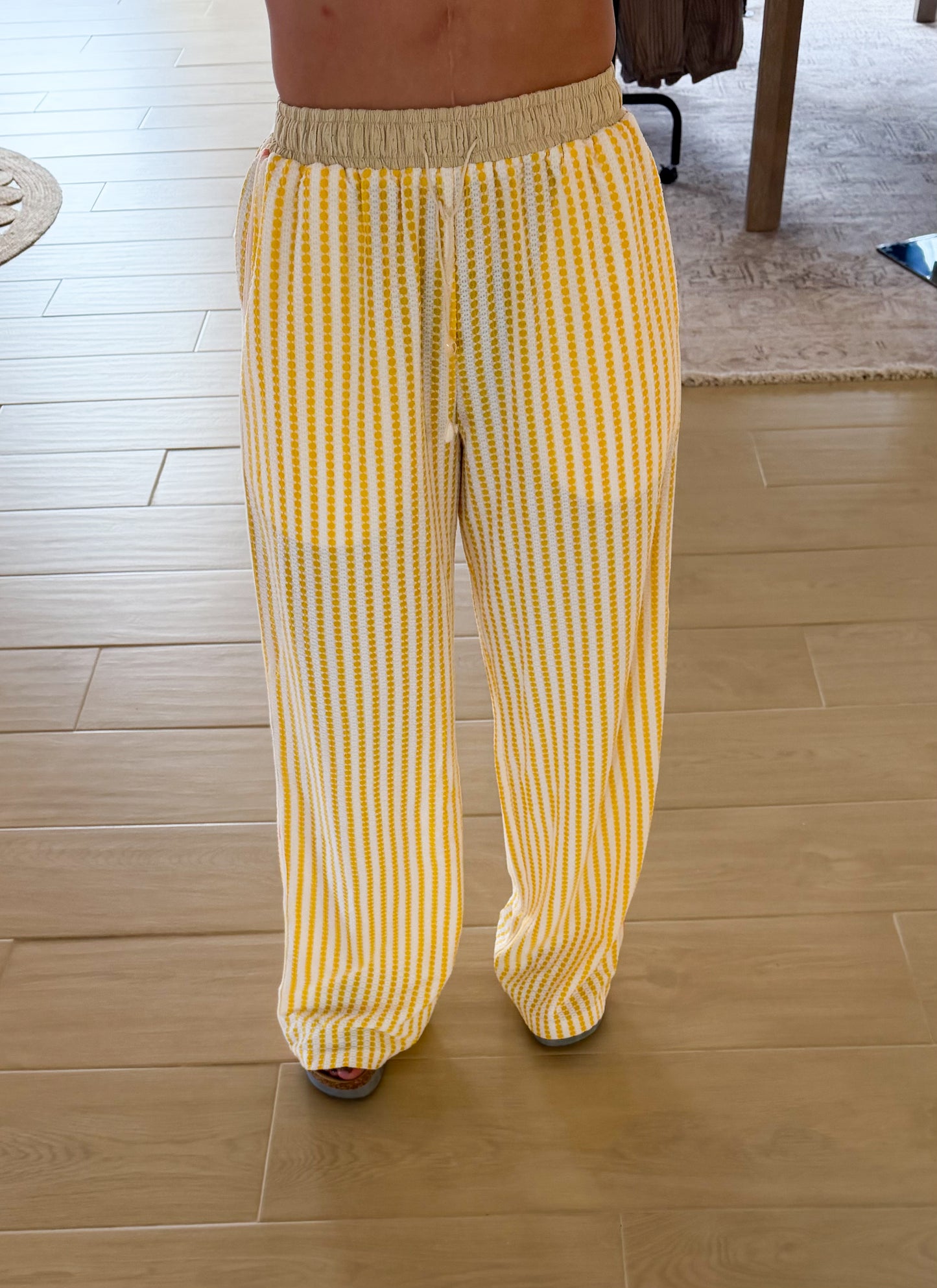 Wide Leg Pull On Pants, Yellow