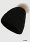 Ribbed Knitted Pom Pom Beanie