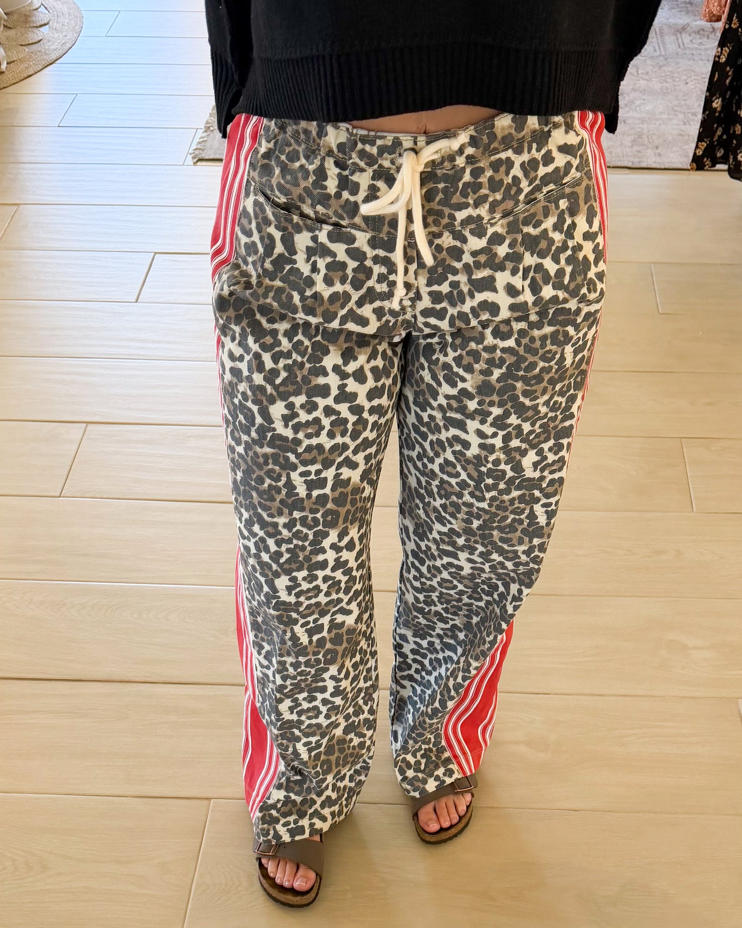 Leopard Stripe Wide Leg Pants